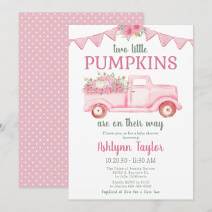 Invitation Petit Baby shower Citrouille Twin Girl