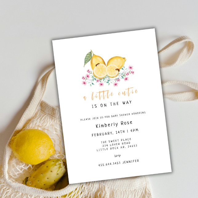 Invitation Petit Baby shower Citrus Citron Cutie (Little Cutie Lemon Citrus Baby Shower Invitation)