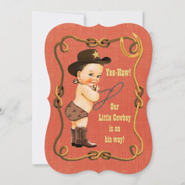 Invitation Petit Baby shower Cowboy (Devant)