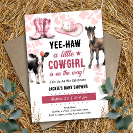 Invitation Petit Baby shower Cowgirl Rodeo Animaux