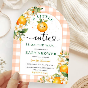 Invitation Petit Baby shower Cutie Orange Citrus Arrondi