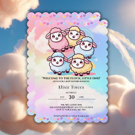 Invitation Petit Baby shower d'agneau Cute Kawaii