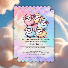 Invitation Petit Baby shower d'agneau Cute Kawaii