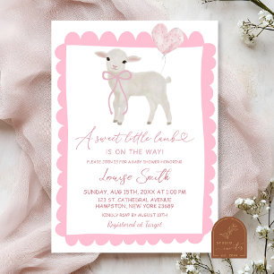 Invitation Petit Baby shower d'agneau rose doux