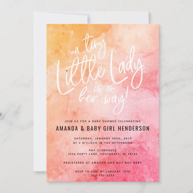 Invitation Petit Baby shower-Dame (rose/orange) (Devant)