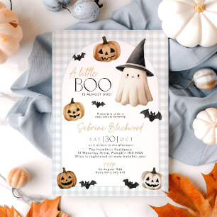 Invitation Petit Baby shower de Boo Citrouille de fantôme ble