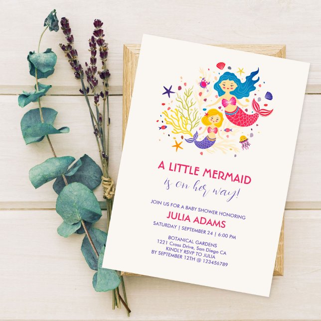 Invitation Petit Baby shower de brise marine de sirène (Créateur téléchargé)