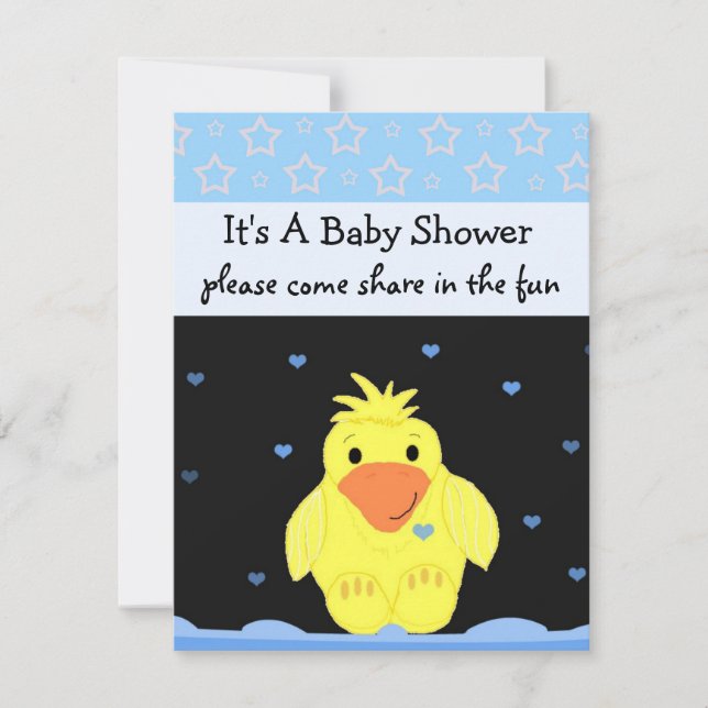 Invitation Petit Baby shower de canard jaune (Devant)