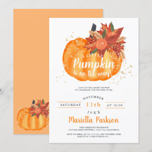 Invitation Petit baby shower de chute à fleurs orangées citro