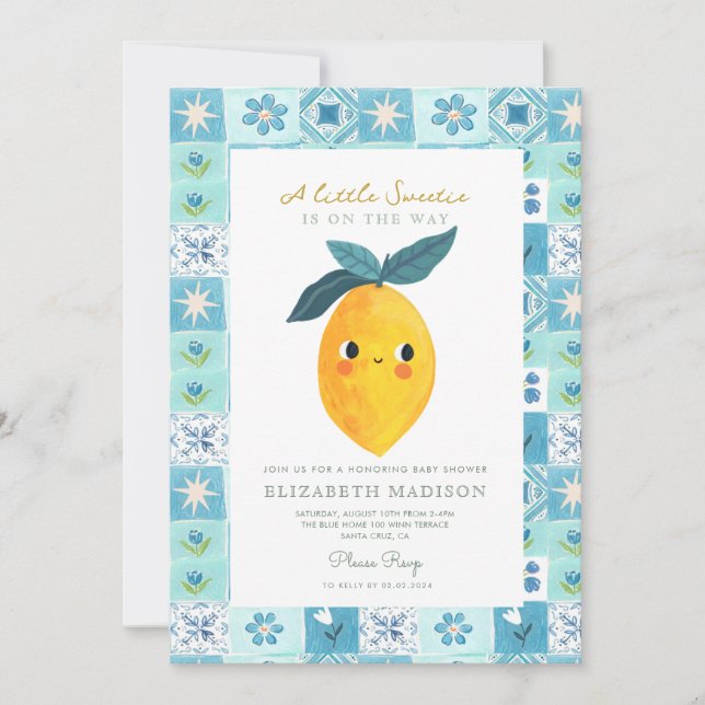 Invitation Petit Baby shower de citron doux (Devant)