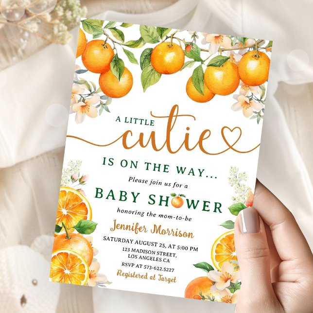 Invitation Petit Baby shower de Citrus orange Cutie (Créateur téléchargé)