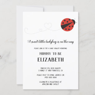 Invitation Petit baby shower de coccinelle doux
