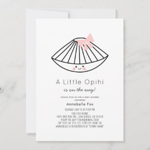 Invitation Petit Baby shower de fille au ruban rose Opihi