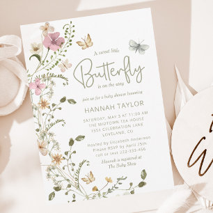 Invitation Petit Baby shower de fille papillon