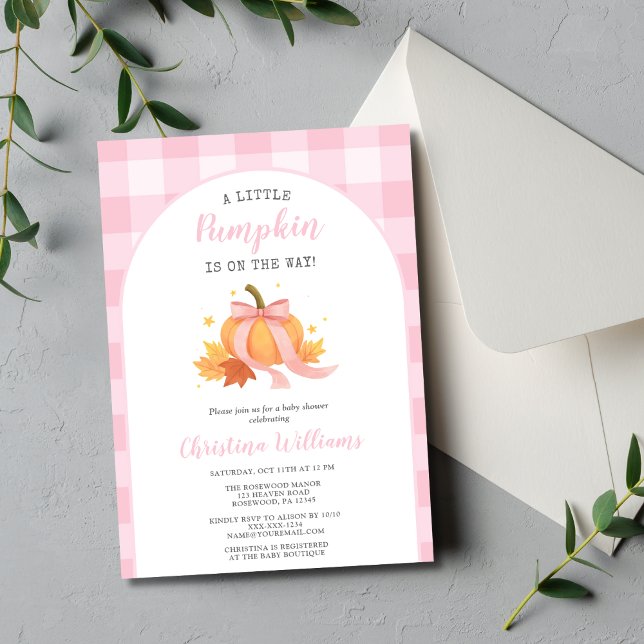 Invitation Petit Baby shower de fille rose Citrouille (Créateur téléchargé)