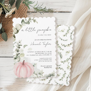 Invitation Petit Baby shower de fille rose Citrouille