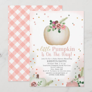 Invitation Petit Baby shower de fille rose Citrouille