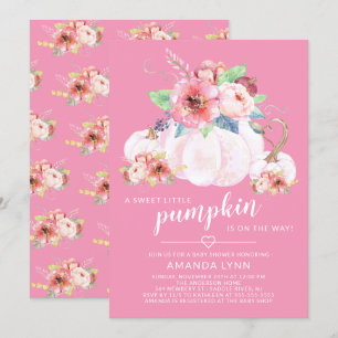 Invitation Petit Baby shower de filles Citrouilles