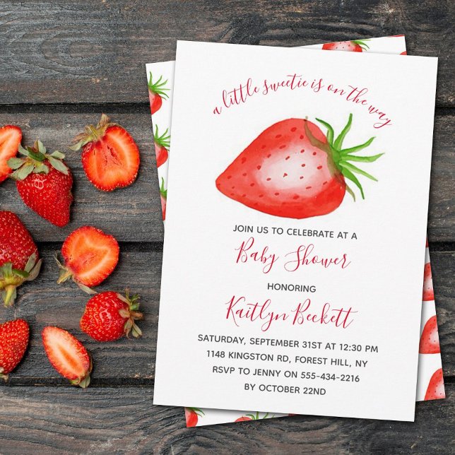 Invitation Petit Baby shower de fraises doux (Créateur téléchargé)