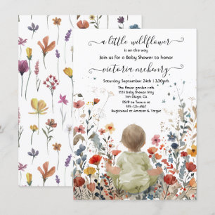 Invitation Petit baby shower de jardin fleur sauvage