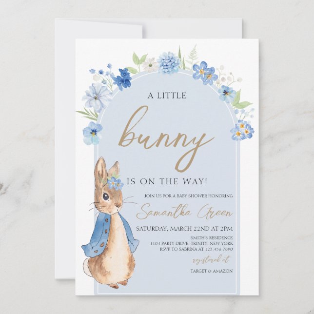 Invitation Petit Baby shower de lapin (Devant)