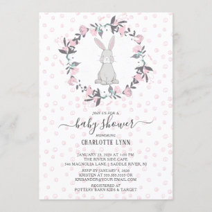 Invitation Petit Baby shower de lapin doux