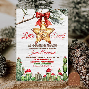 Invitation Petit Baby shower de Noël occidental Sheriff