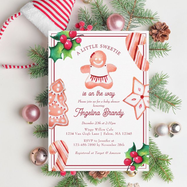 Invitation Petit Baby shower de pain d'épice de Noël Sweetie (Créateur téléchargé)