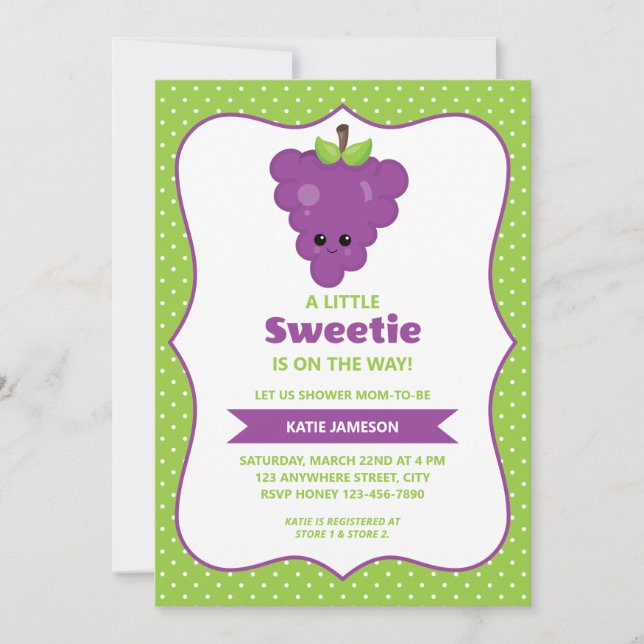 Invitation Petit Baby shower de raisin doux (Devant)