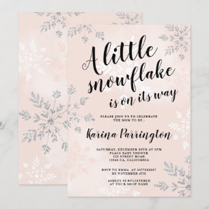 Invitation Petit baby shower de scénario rose argenté