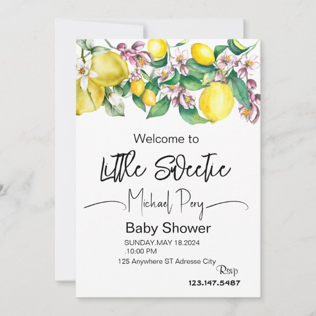 Invitation petit baby shower d'été doux (Devant)