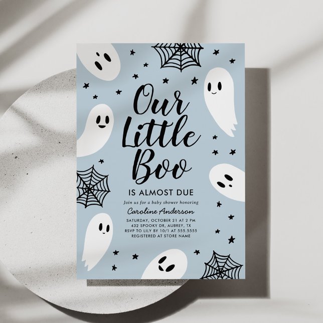 Invitation Petit Baby shower d'Halloween Bleu Boo (Créateur téléchargé)