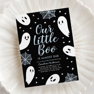Invitation Petit Baby shower d'Halloween Bleu Boo