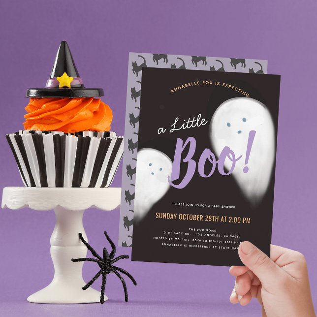 Invitation Petit Baby shower d'Halloween de fantôme de Boo (Créateur téléchargé)