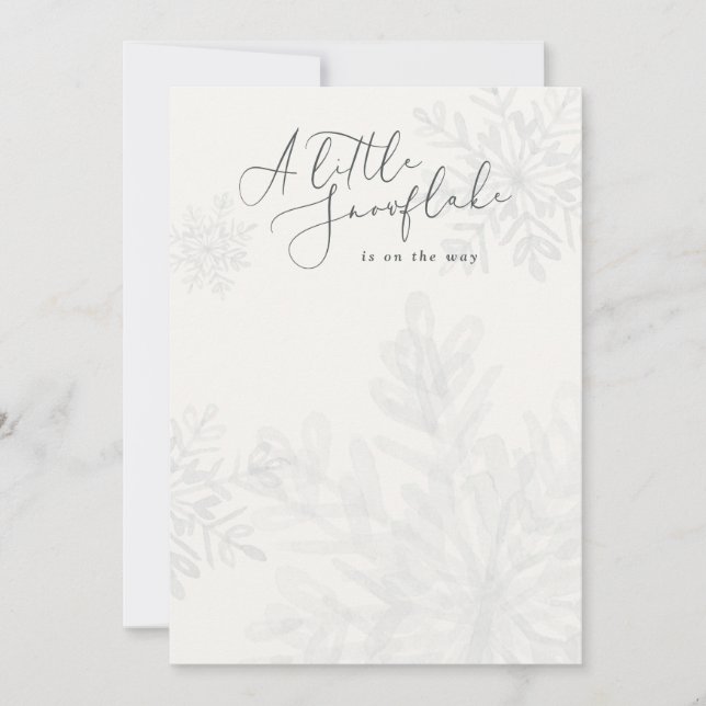 Invitation petit baby shower d'hiver de flocons de neige blan (Devant)