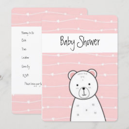 Invitation Petit Baby shower d'ours rose