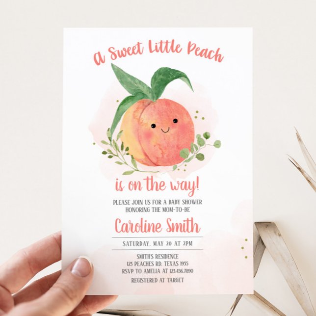 Invitation Petit Baby shower doux (Sweet Little Peach is on the Way Baby Shower Invitation)