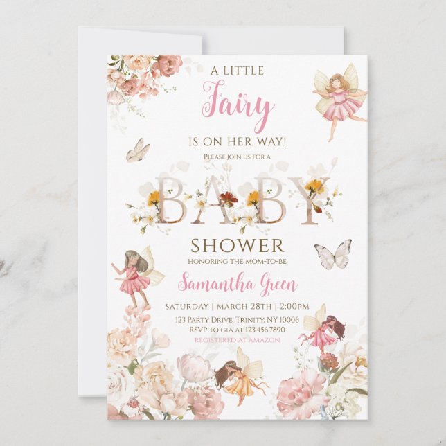 Invitation Petit Baby shower Fairy (Devant)