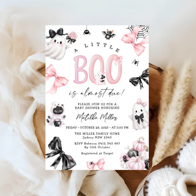 Invitation Petit Baby shower fille d'Halloween Boo (Créateur téléchargé)