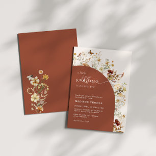 Invitation Petit Baby shower Fleur sauvage en terre cuite