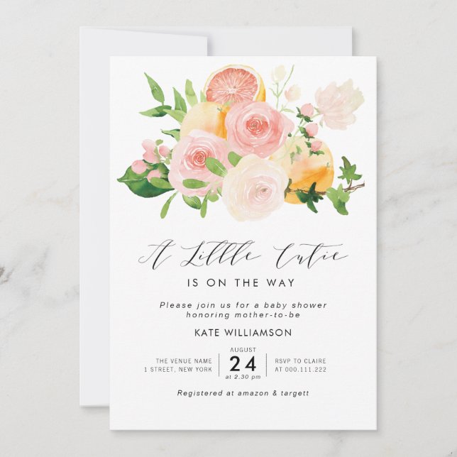 Invitation petit baby shower fleuri  (Devant)