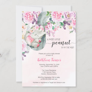Invitation Petit Baby shower Floral d'éléphant dormant d'arac