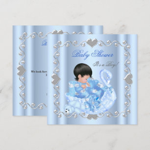 Invitation Petit Baby shower Garçon Bébé Bleu Cygne