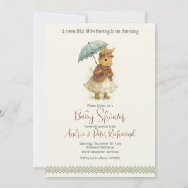 Invitation Petit Baby shower lapin pour fille