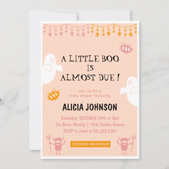 Invitation Petit baby shower Orange Halloween (Devant)