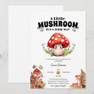 Invitation petit baby shower papillon de champignons
