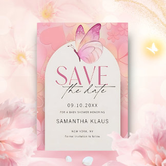Invitation Petit Baby shower papillon Enregistrer la date