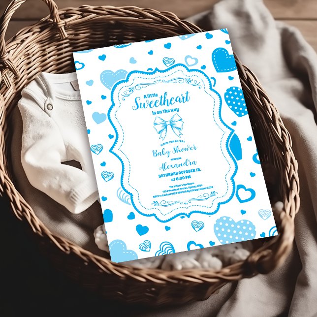 Invitation Petit Baby shower petit amour Blue Valentine Boy (Créateur téléchargé)