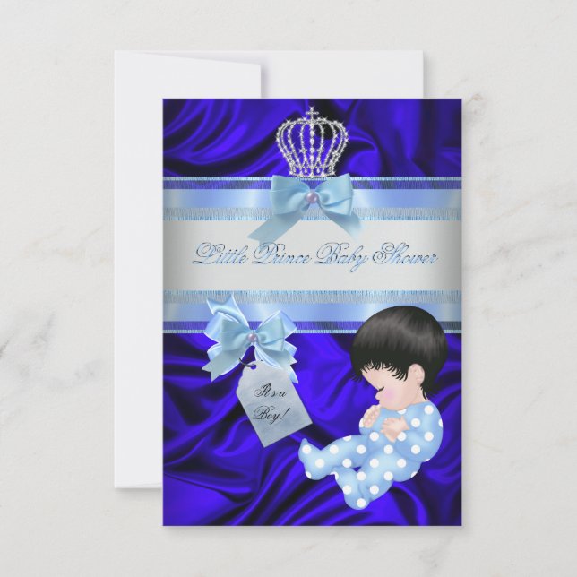 Invitation Petit Baby shower Prince Boy Royal Blue (Devant)