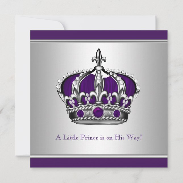 Invitation Petit Baby shower Prince de la Couronne d'argent e (Devant)